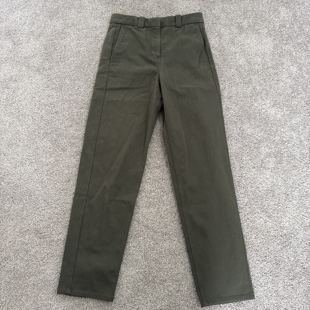 COS Womens Olive Green Straight Leg High Rise Trousers Pants Size 2
